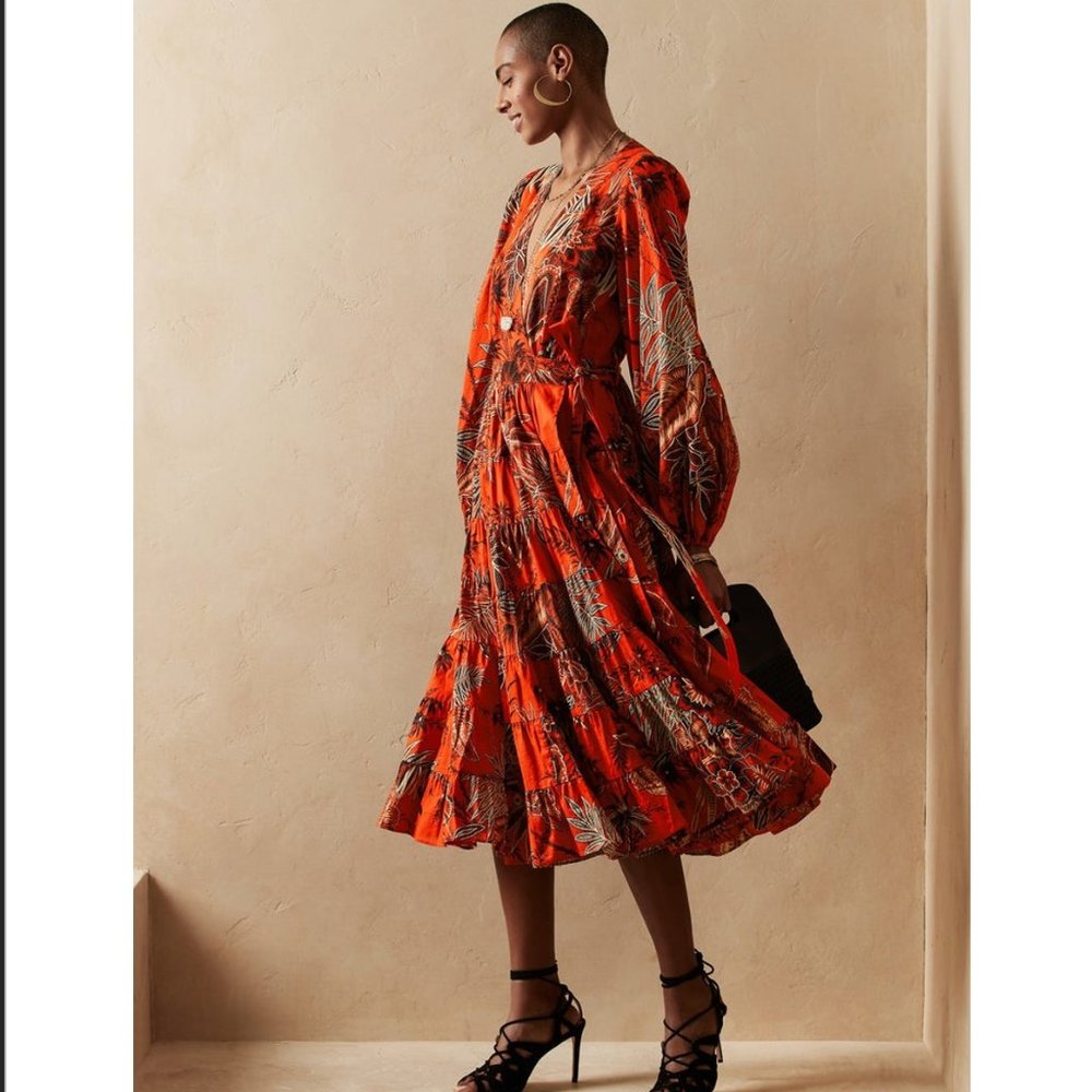 Banana Republic Red Floral Maxi Dress